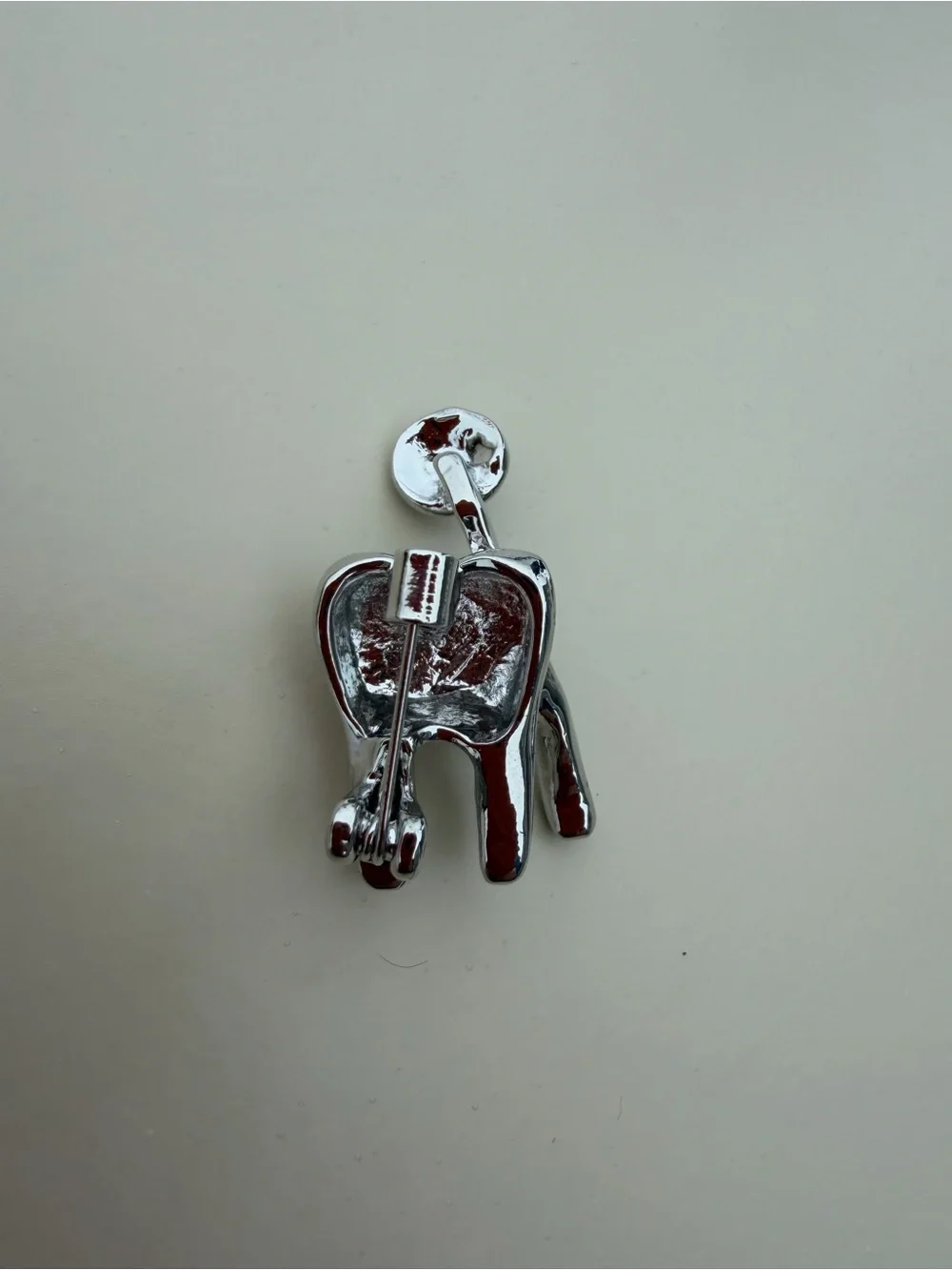 Dental-Themed Enamel Brooch - Silver -Tone Tooth & Dental Tool Design